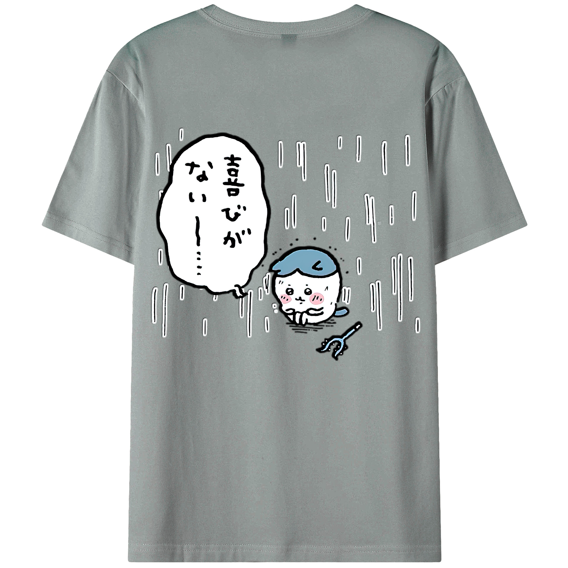 （画像用） ちいかわ ハチワレ Chii-kawa hachiware 綿100％ メンズ半袖Tシャツ（バックプリント） 通気性